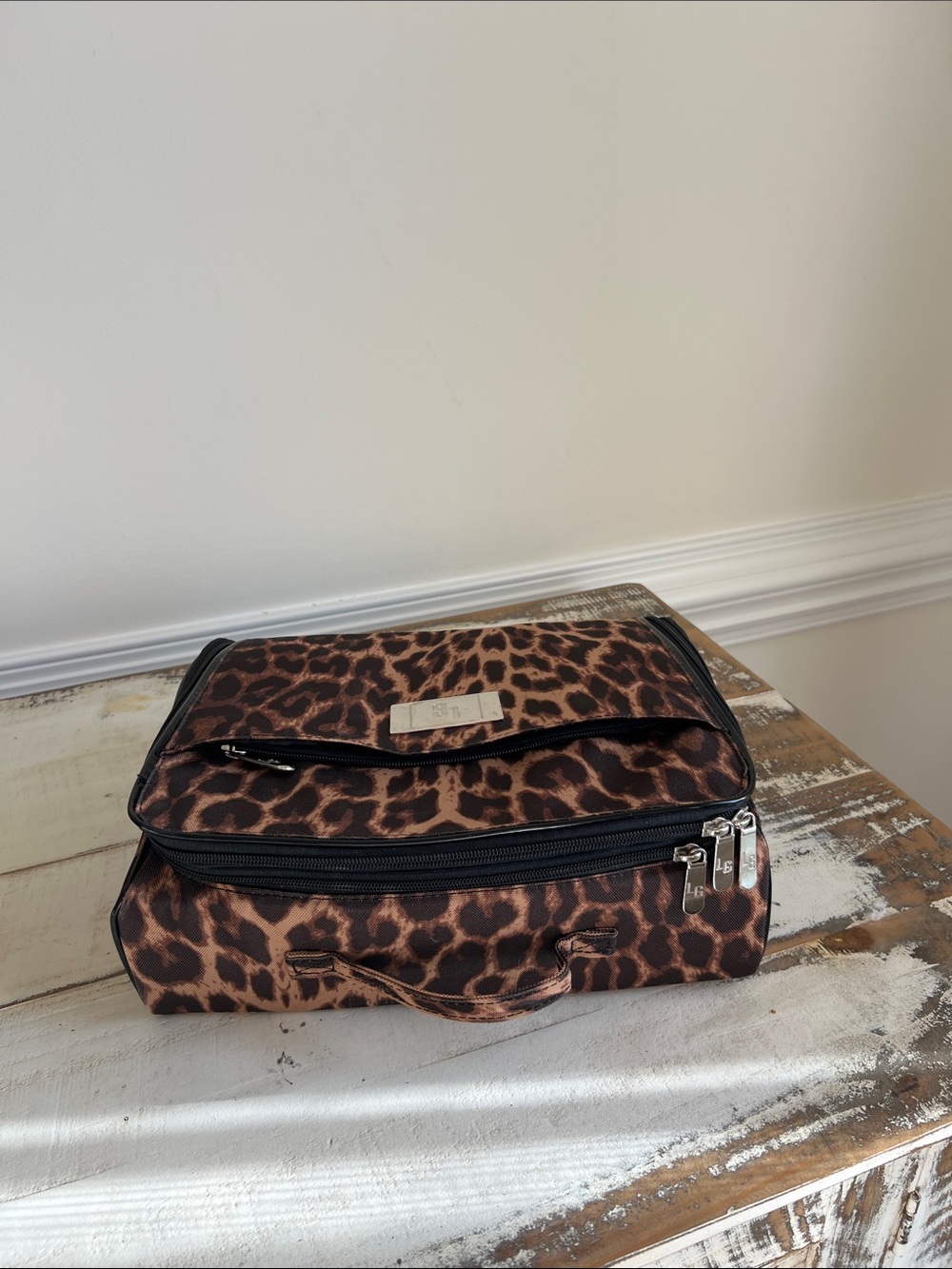 Leopard Print Men's Travel Duffle Bag - Brown Makeup Vanity Bag